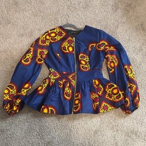 MAE OTTI Ankara African Print Top, Size Medium